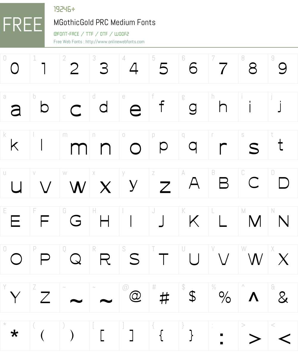 M Gothic Gold PRC Font Screenshots