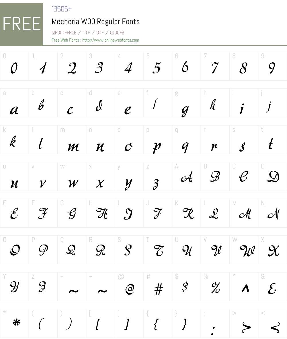 MecheriaW00-Regular Font Screenshots