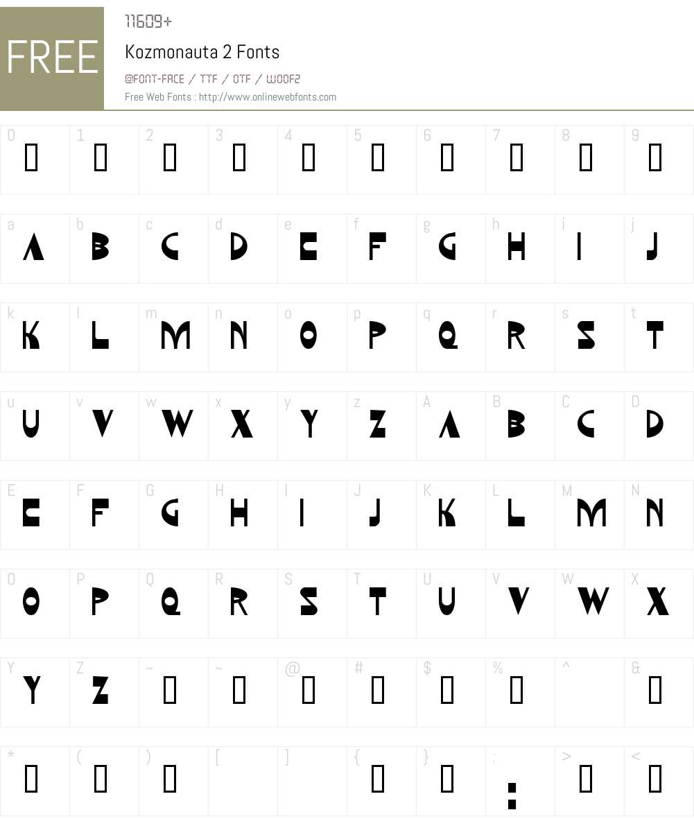 Kozmonauta 2 Font Screenshots