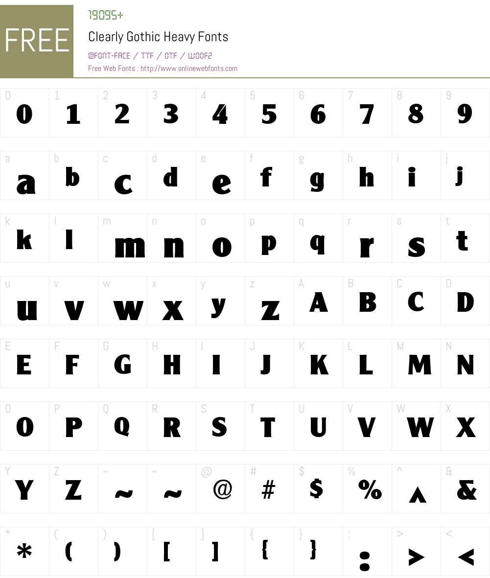 Clearly Gothic Heavy Font Screenshots