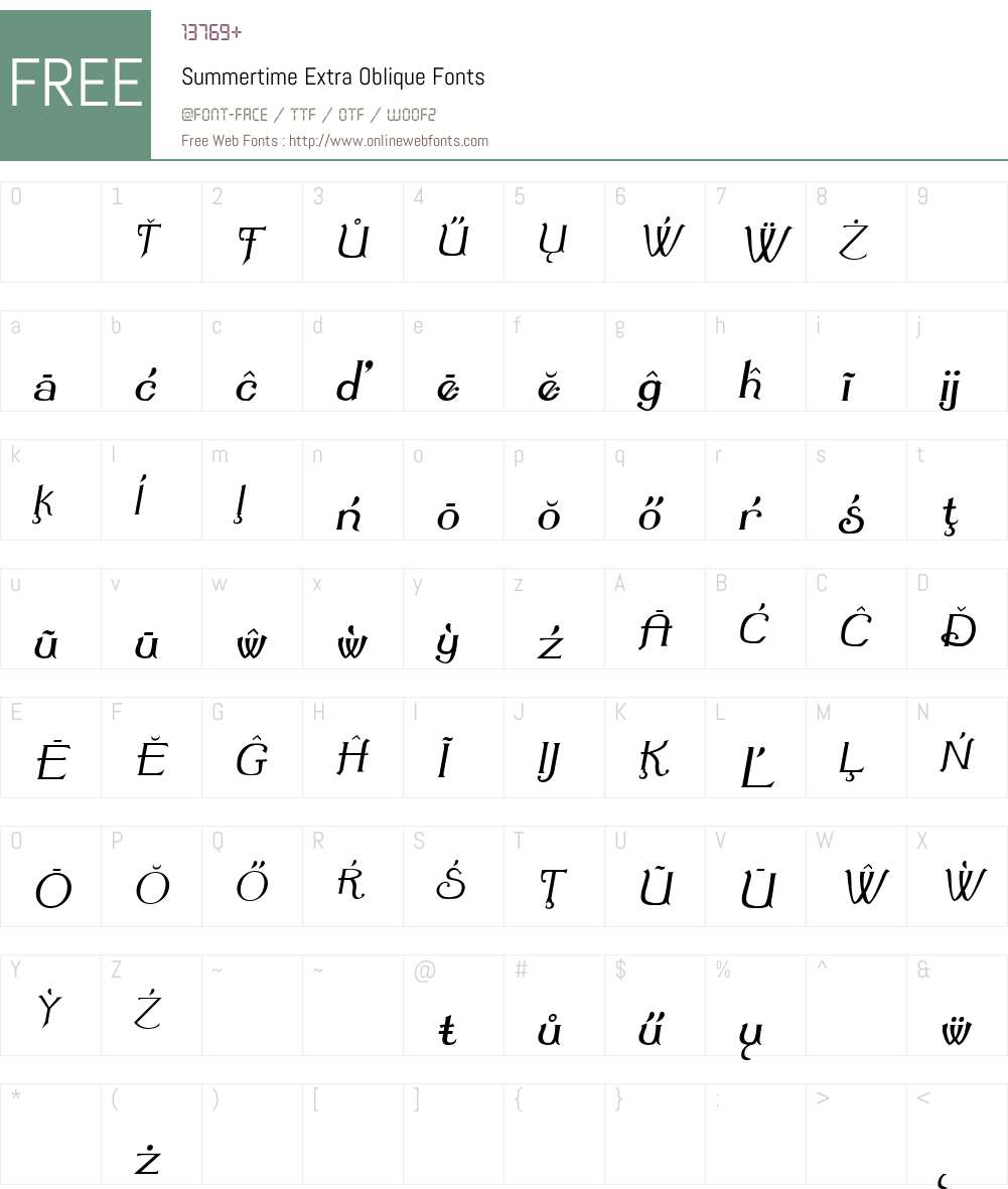 Summertime Extra Oblique Font Screenshots
