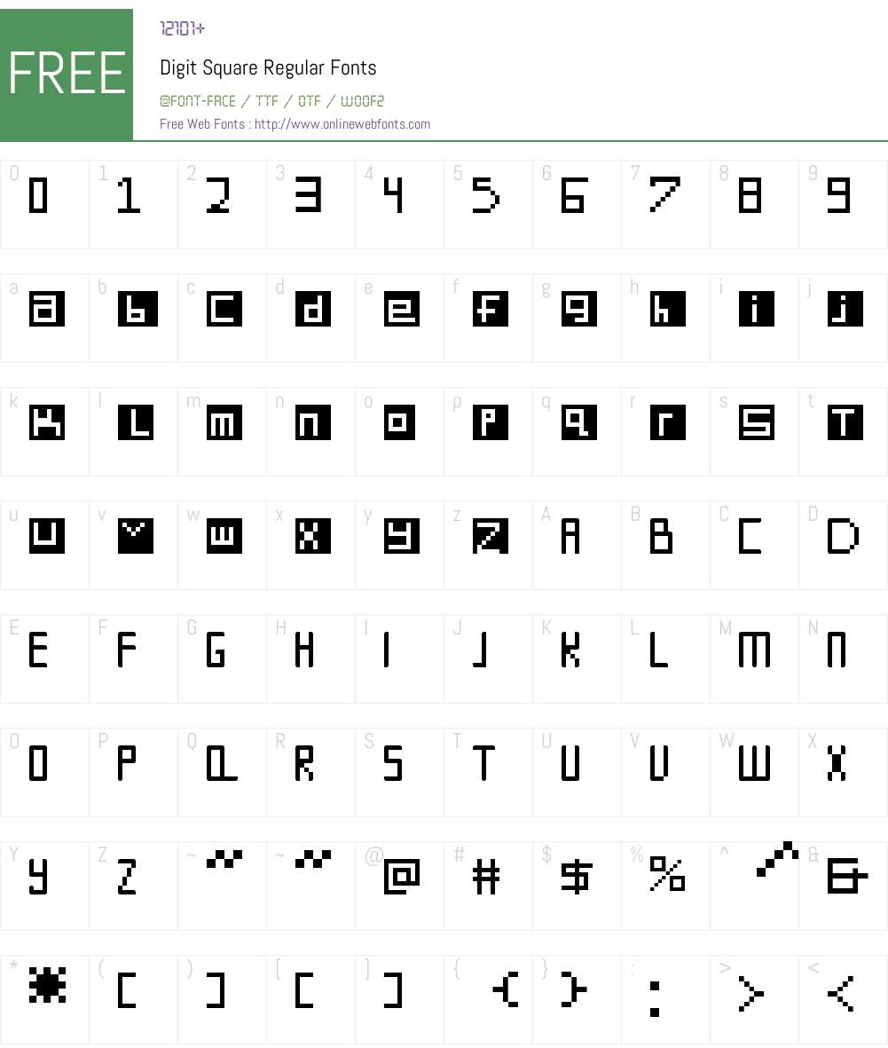 Digit Square Font Screenshots