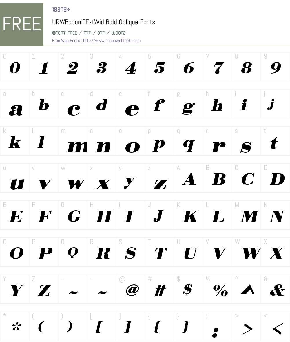 URWBodoniTExtWid Font Screenshots