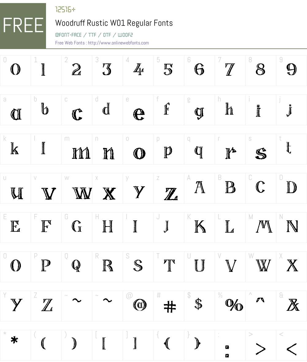 WoodruffRusticW01-Regular Font Screenshots