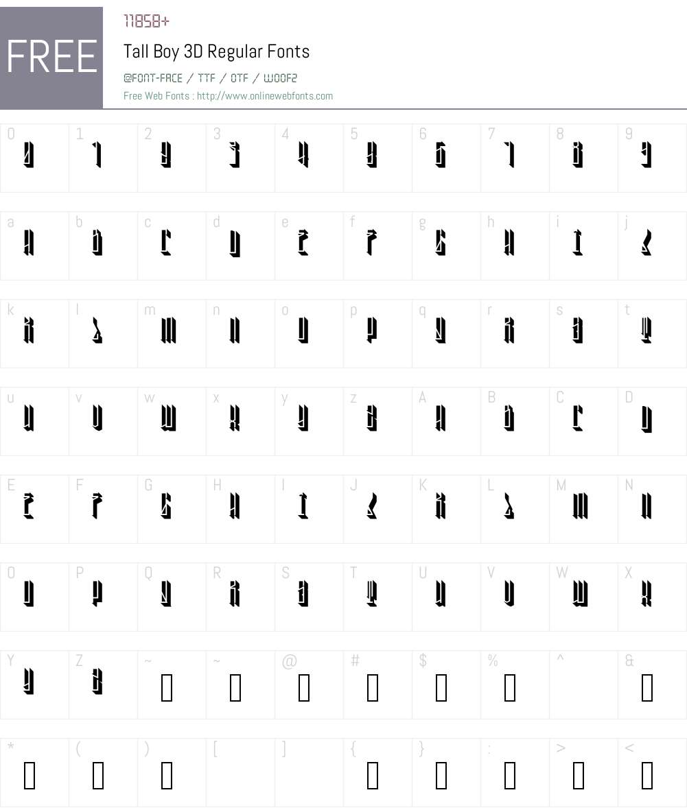 Tall Boy 3D Font Screenshots