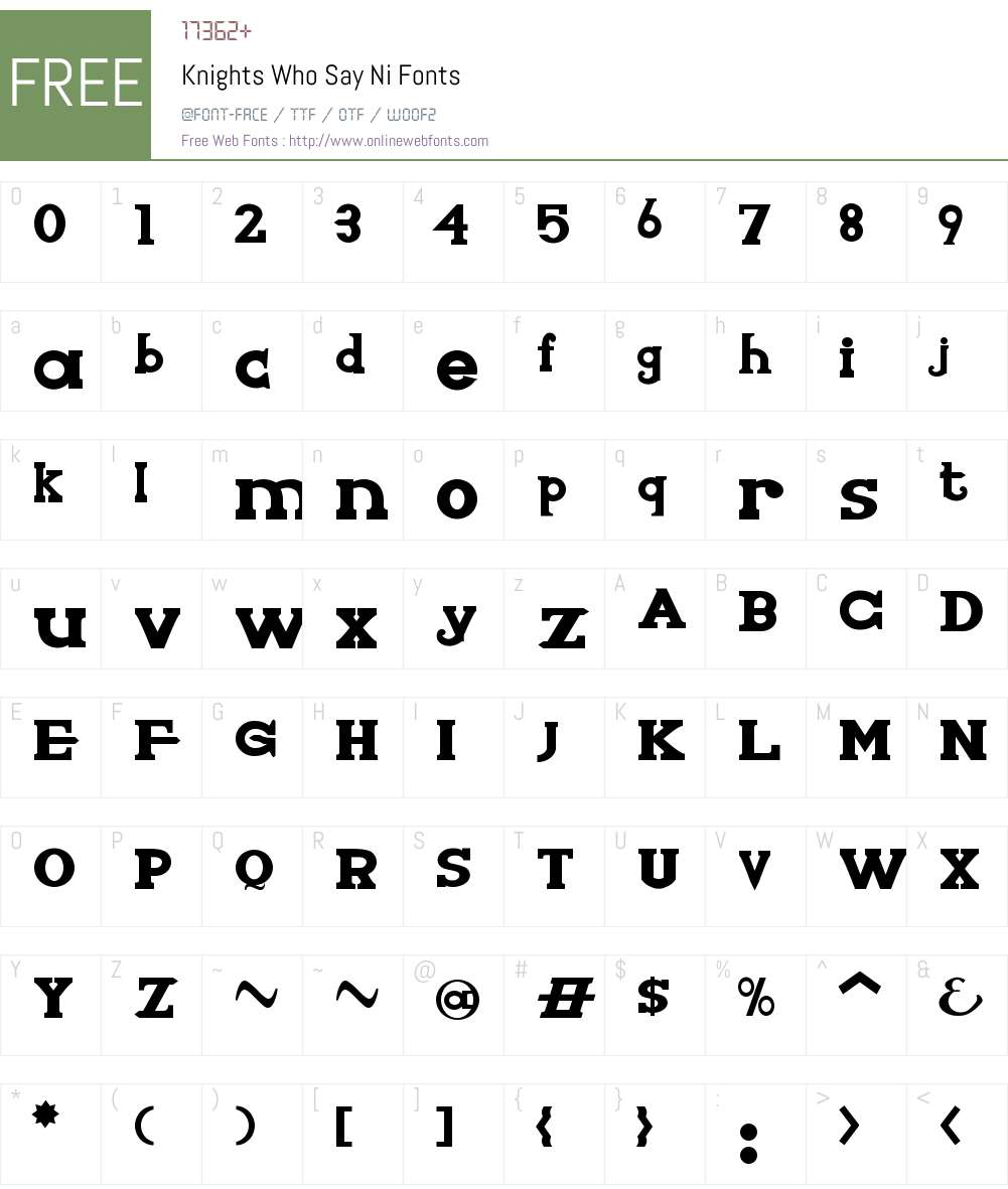Knights Who Say Ni Font Screenshots