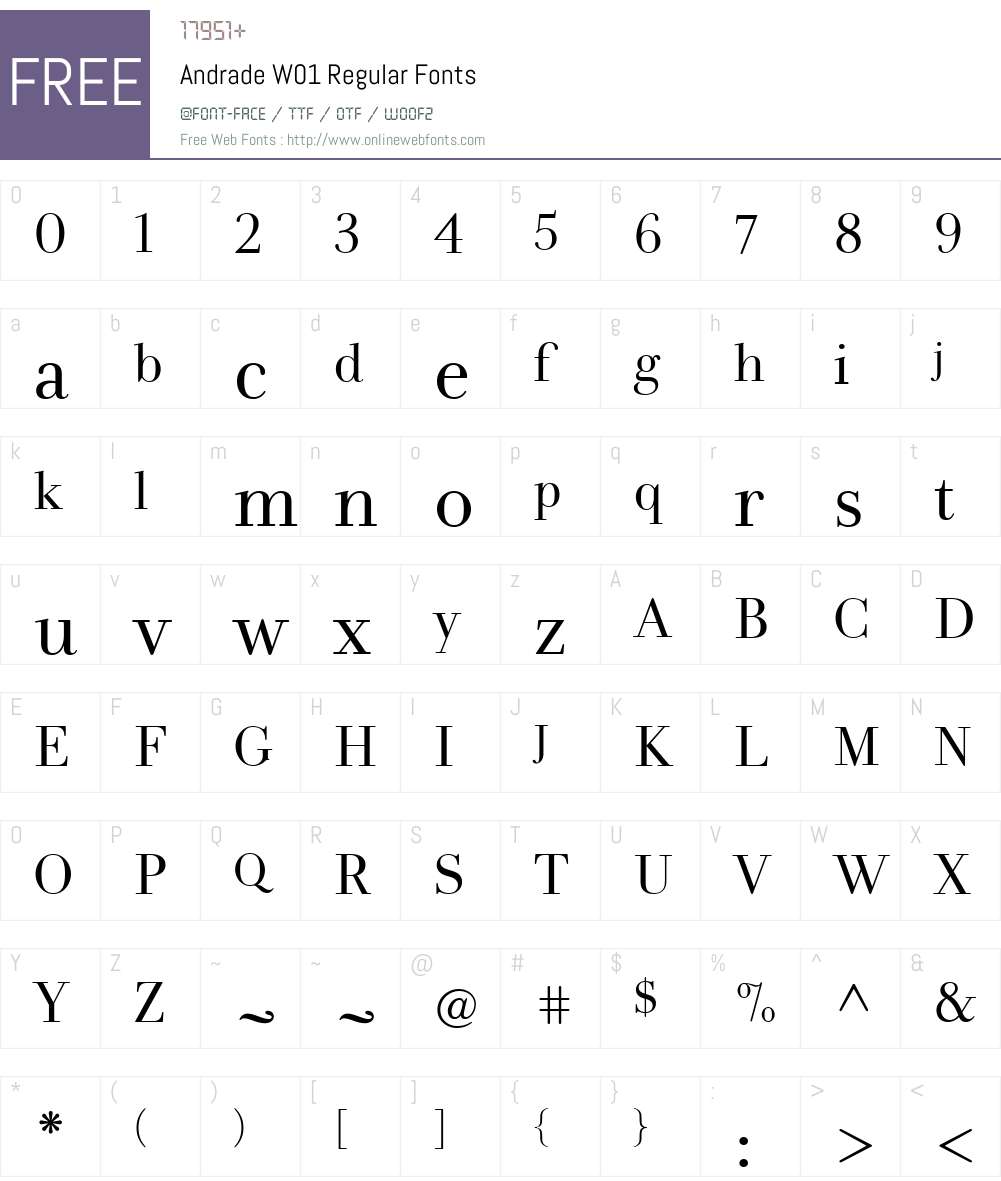 AndradeW01-Regular Font Screenshots