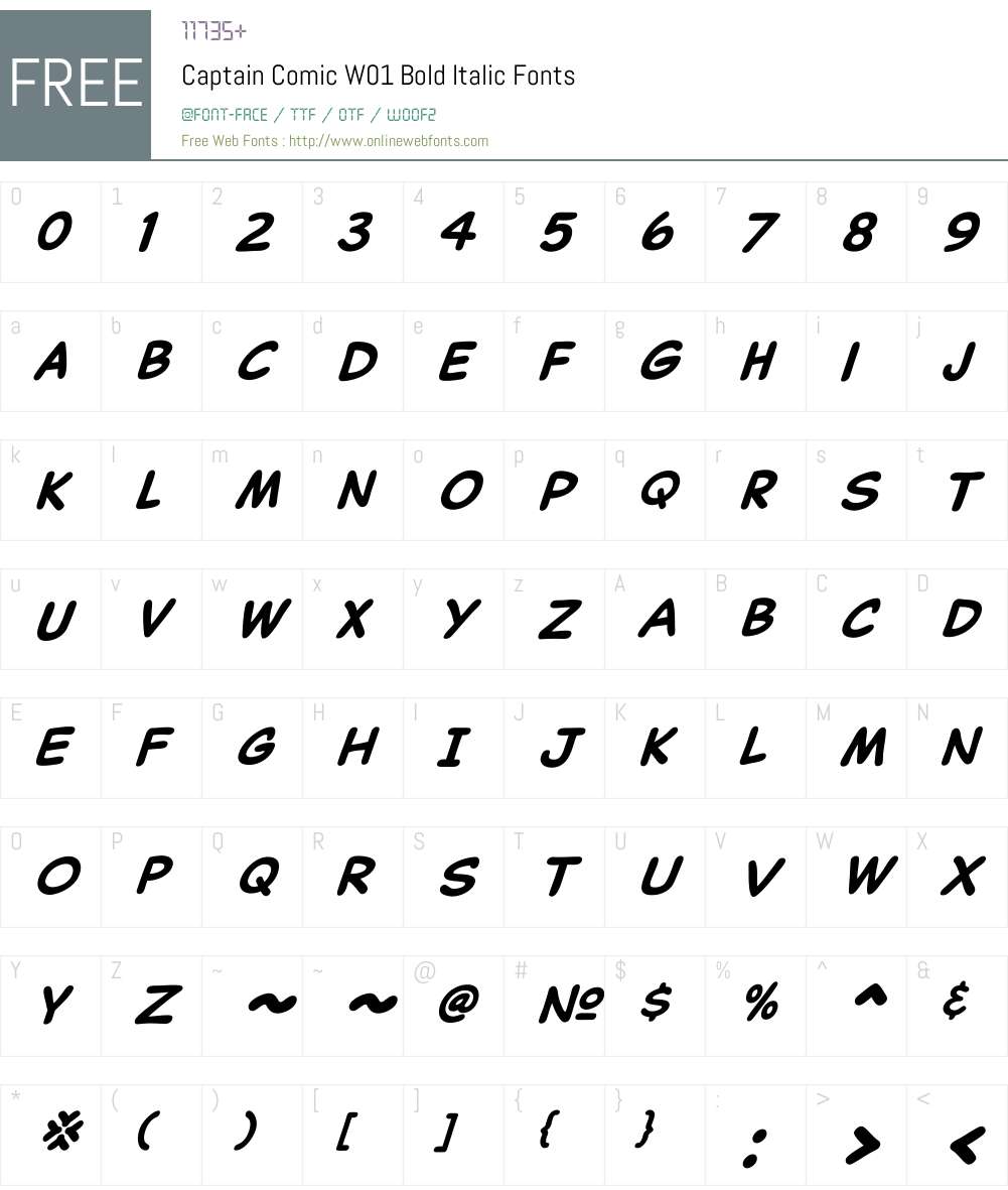 CaptainComicW01-BoldItalic Font Screenshots