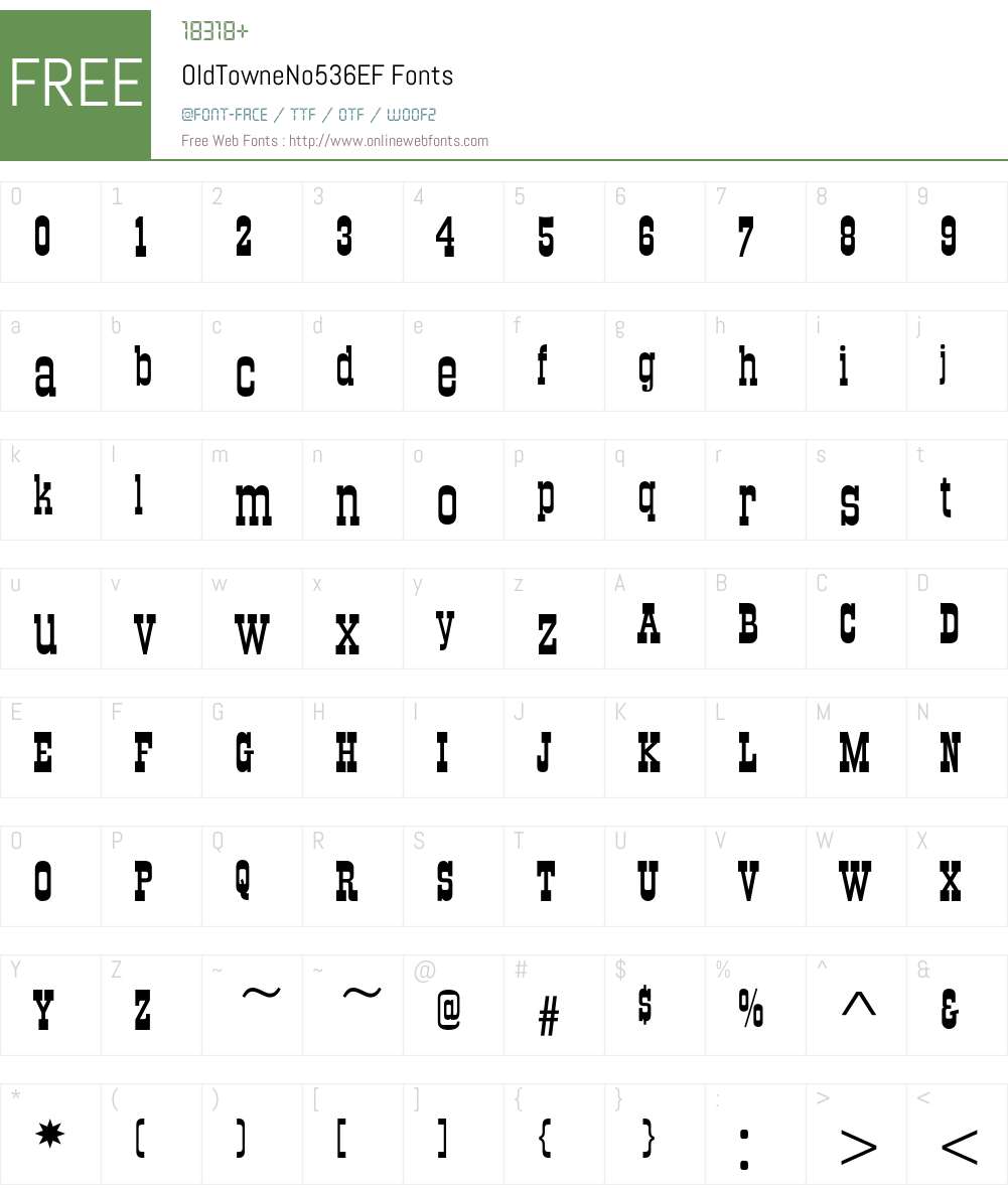 OldTowneNo536EF Font Screenshots