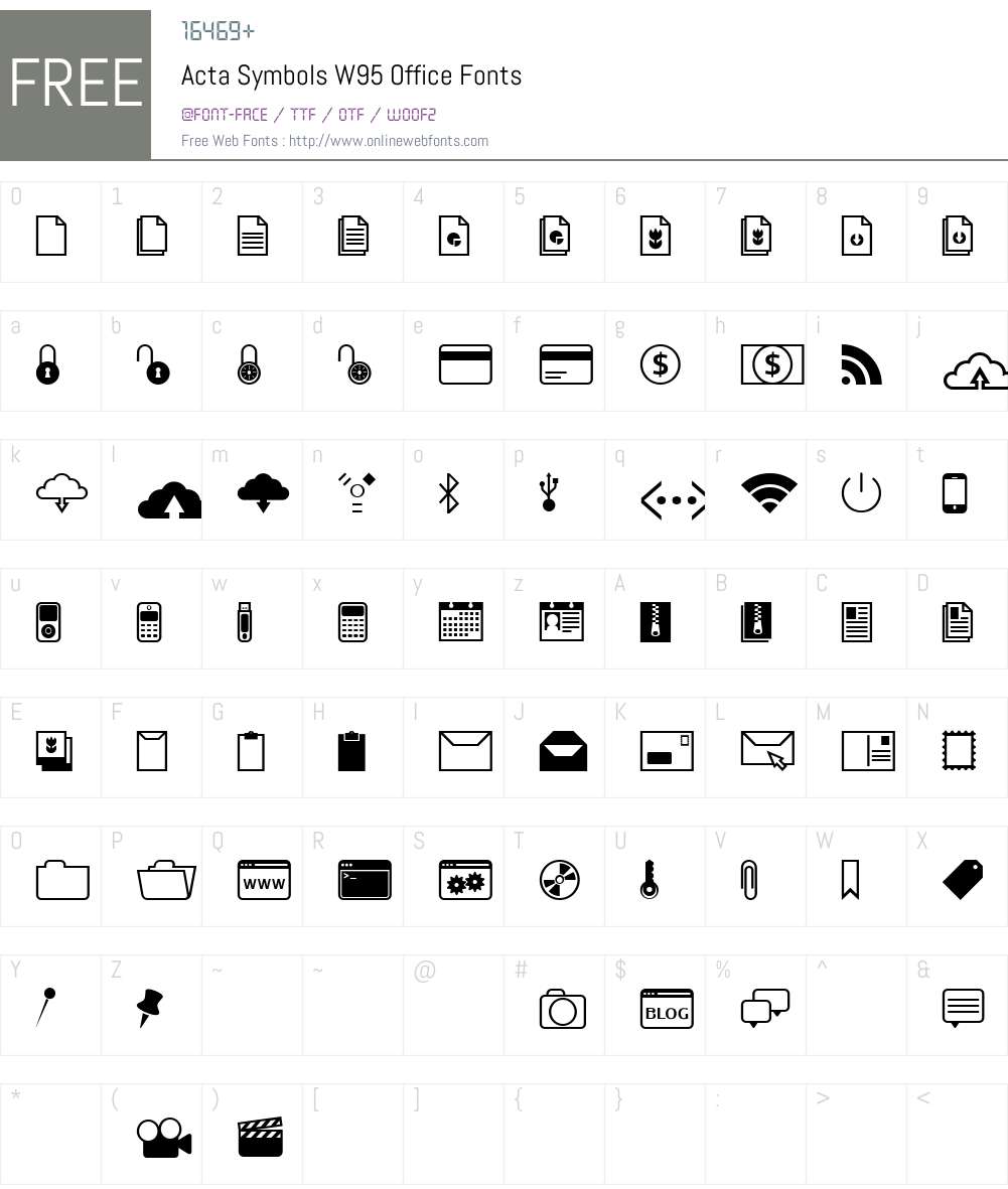 ActaSymbolsW95-Office Font Screenshots