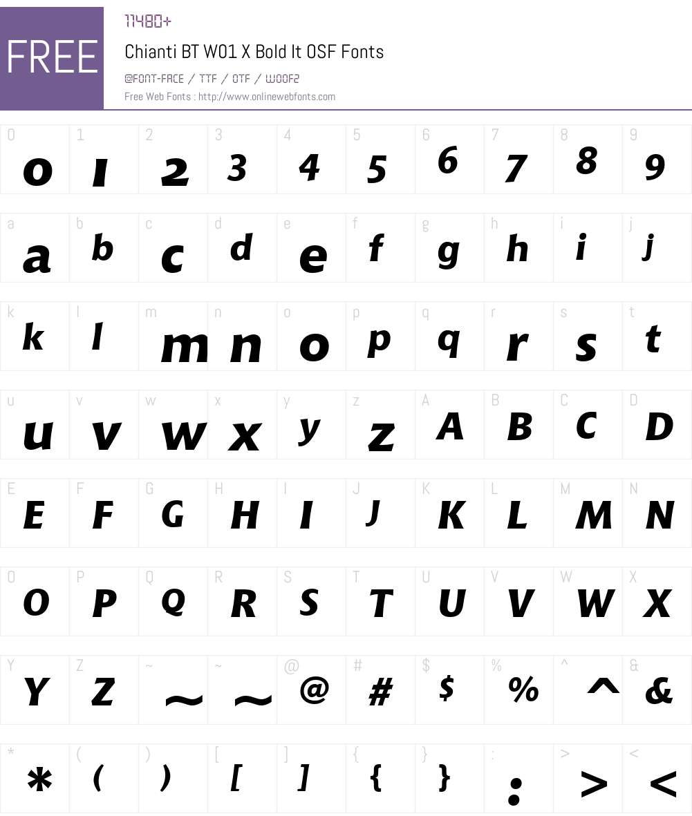 ChiantiBTW01-XBoldItOSF Font Screenshots