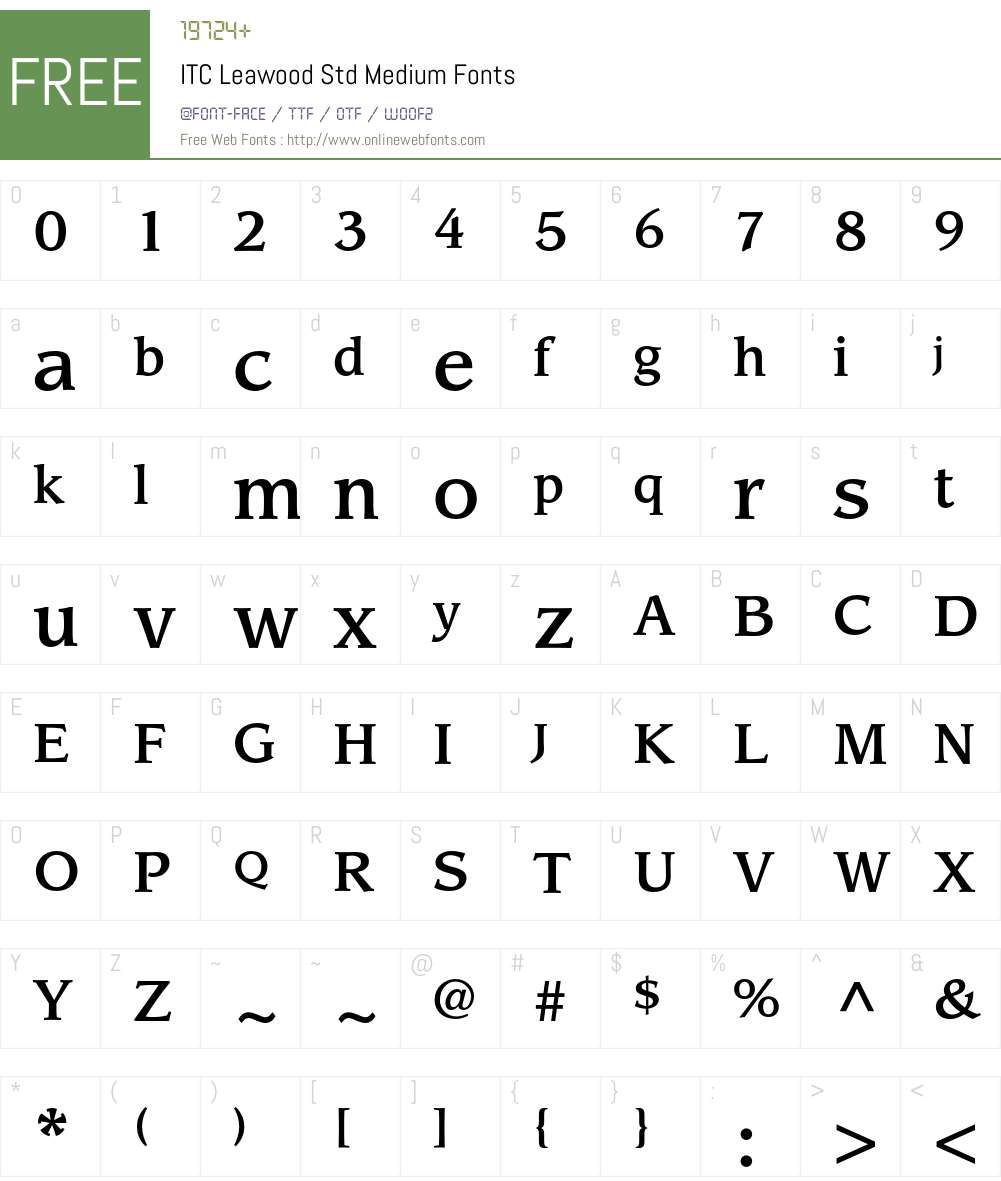 ITC Leawood Std Font Screenshots
