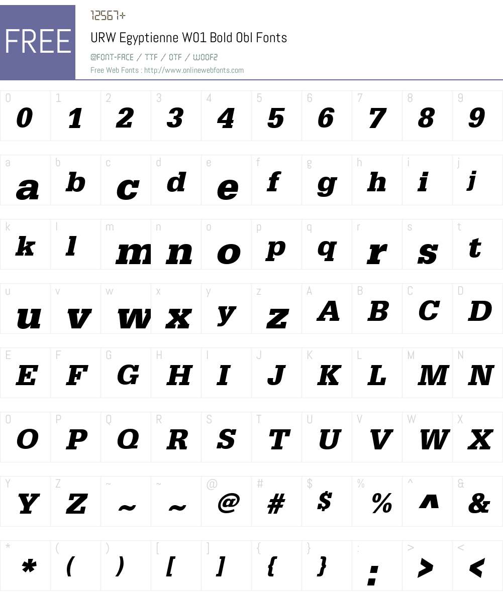 URWEgyptienneW01-BoldObl Font Screenshots