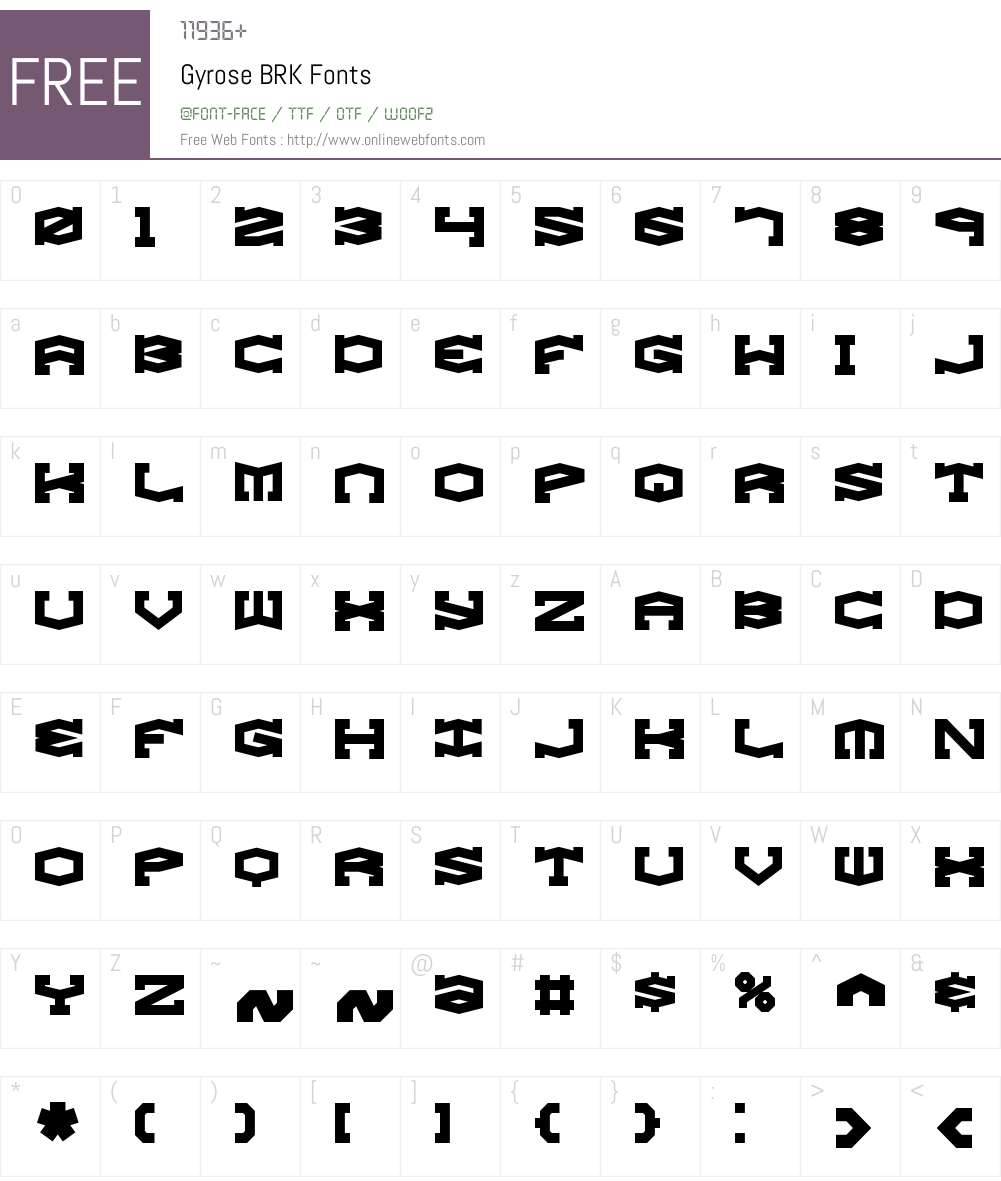 Gyrose BRK Font Screenshots