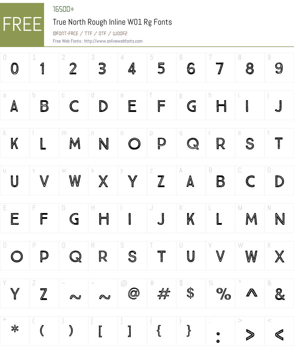 TrueNorthRoughInlineW01-Rg Font Screenshots