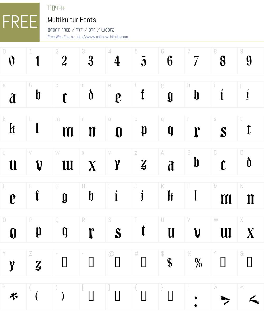 Multikultur Font Screenshots