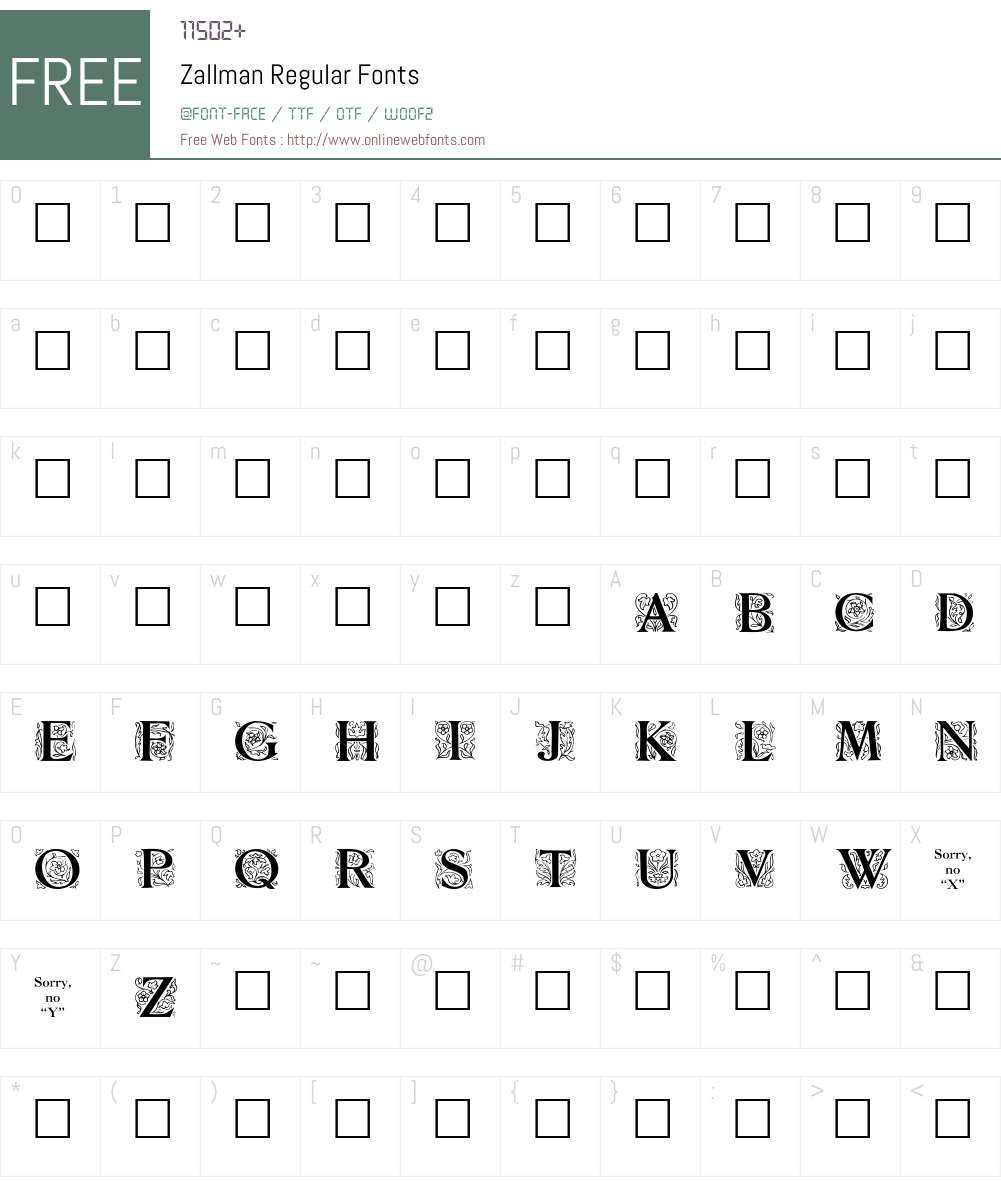 Zallman Font Screenshots