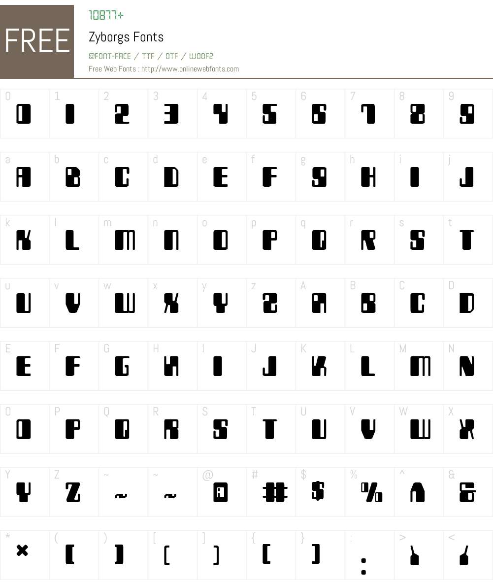 Zyborgs Font Screenshots