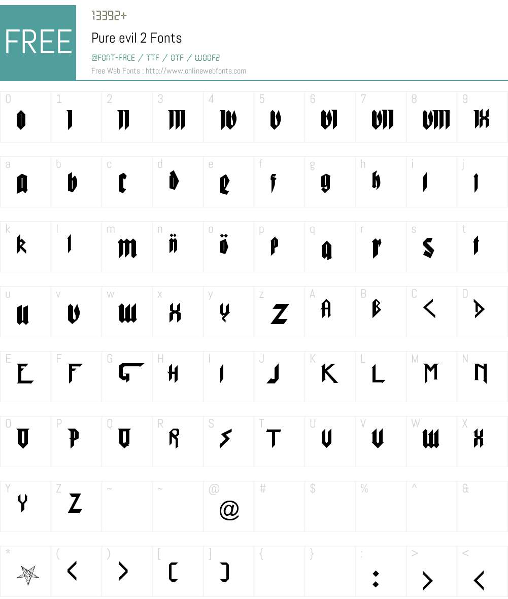Pure evil 2 Font Screenshots