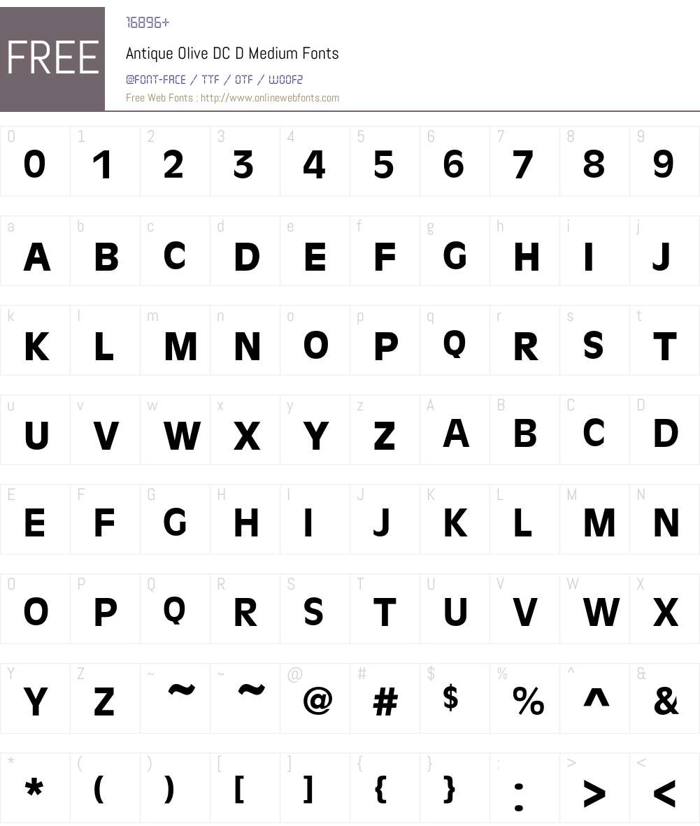 Antique Olive DC D Font Screenshots