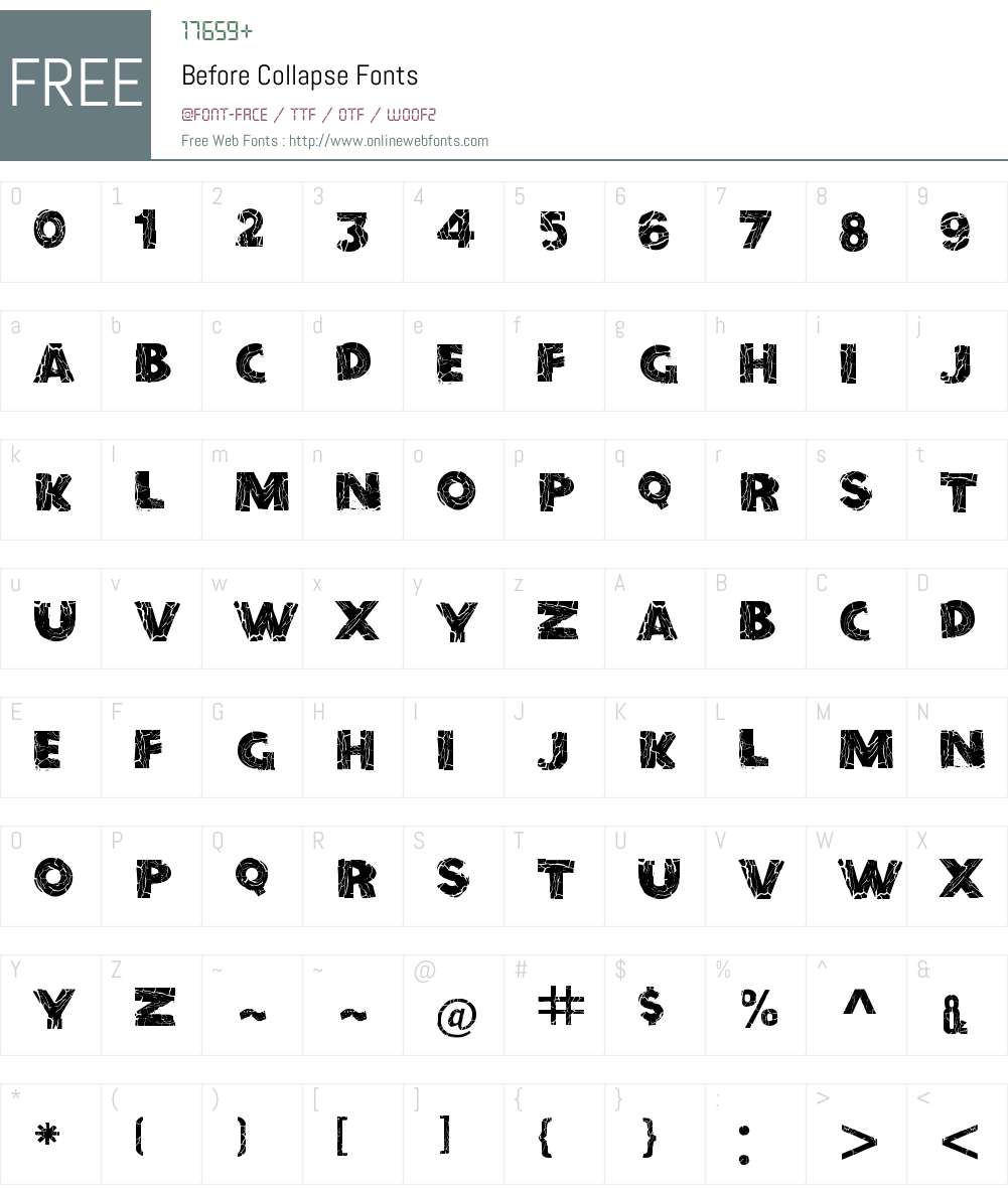 Before Collapse Font Screenshots