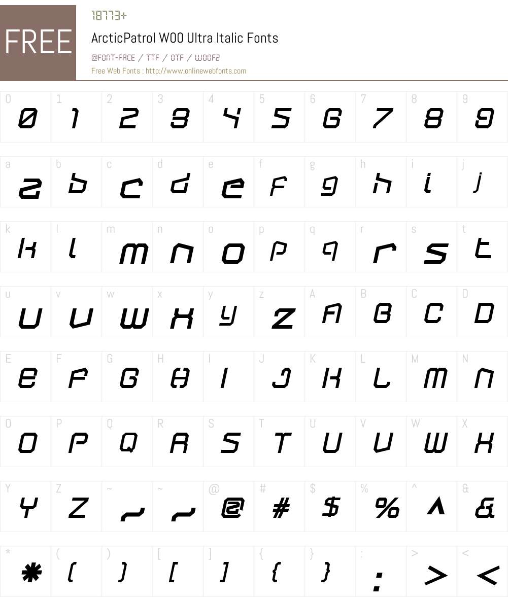 ArcticPatrolW00-UltraItalic Font Screenshots