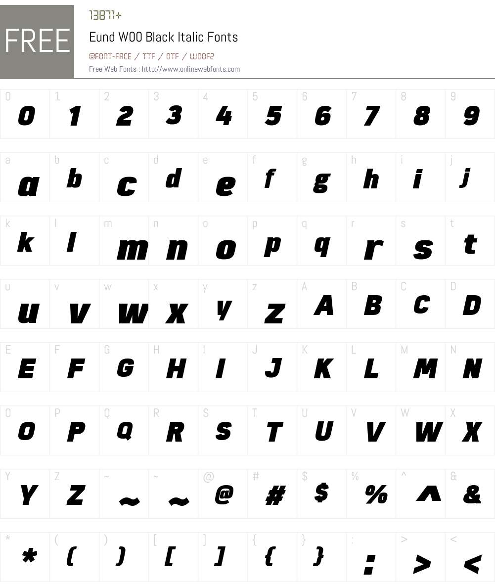 EundW00-BlackItalic Font Screenshots