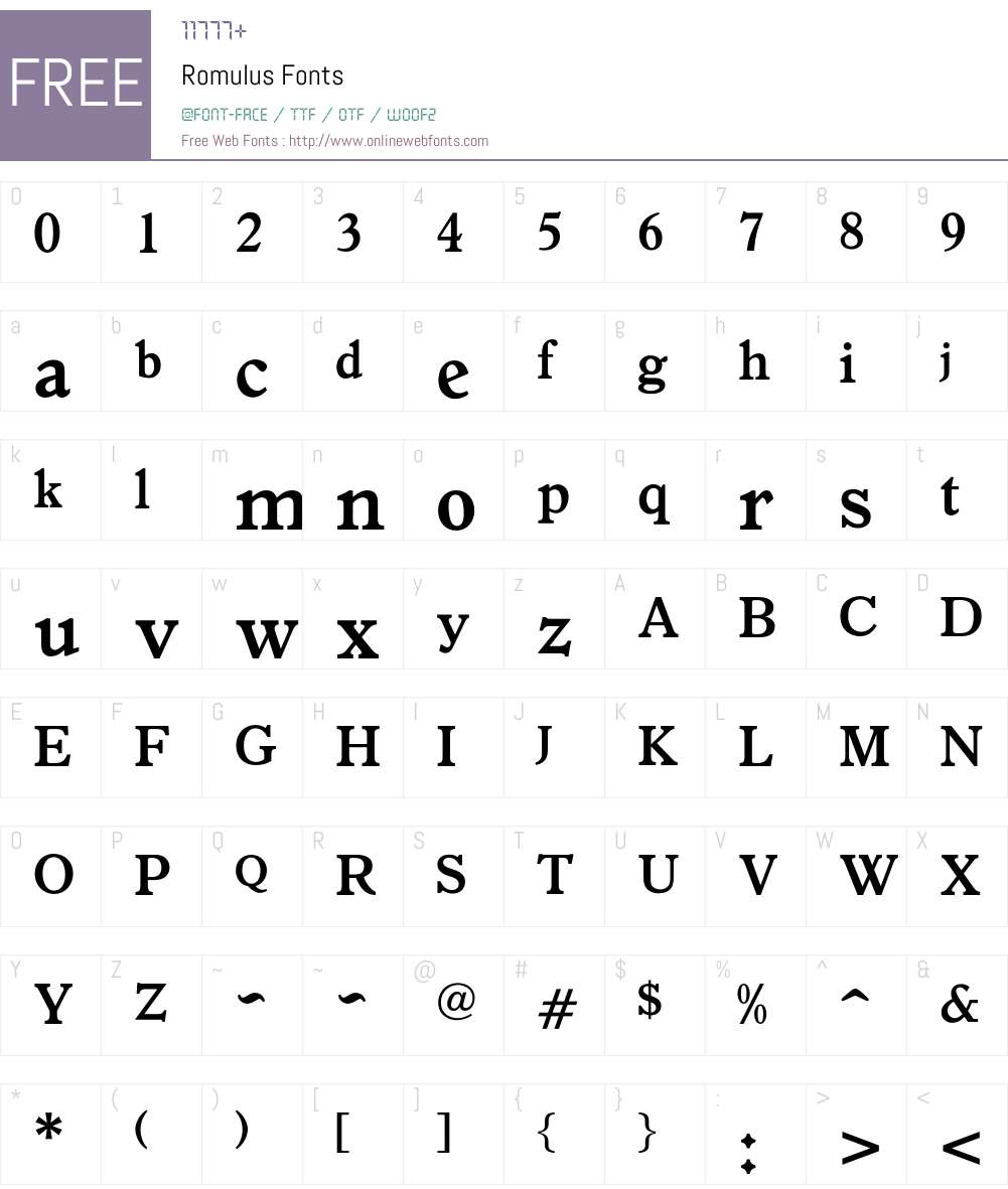 Romulus Font Screenshots