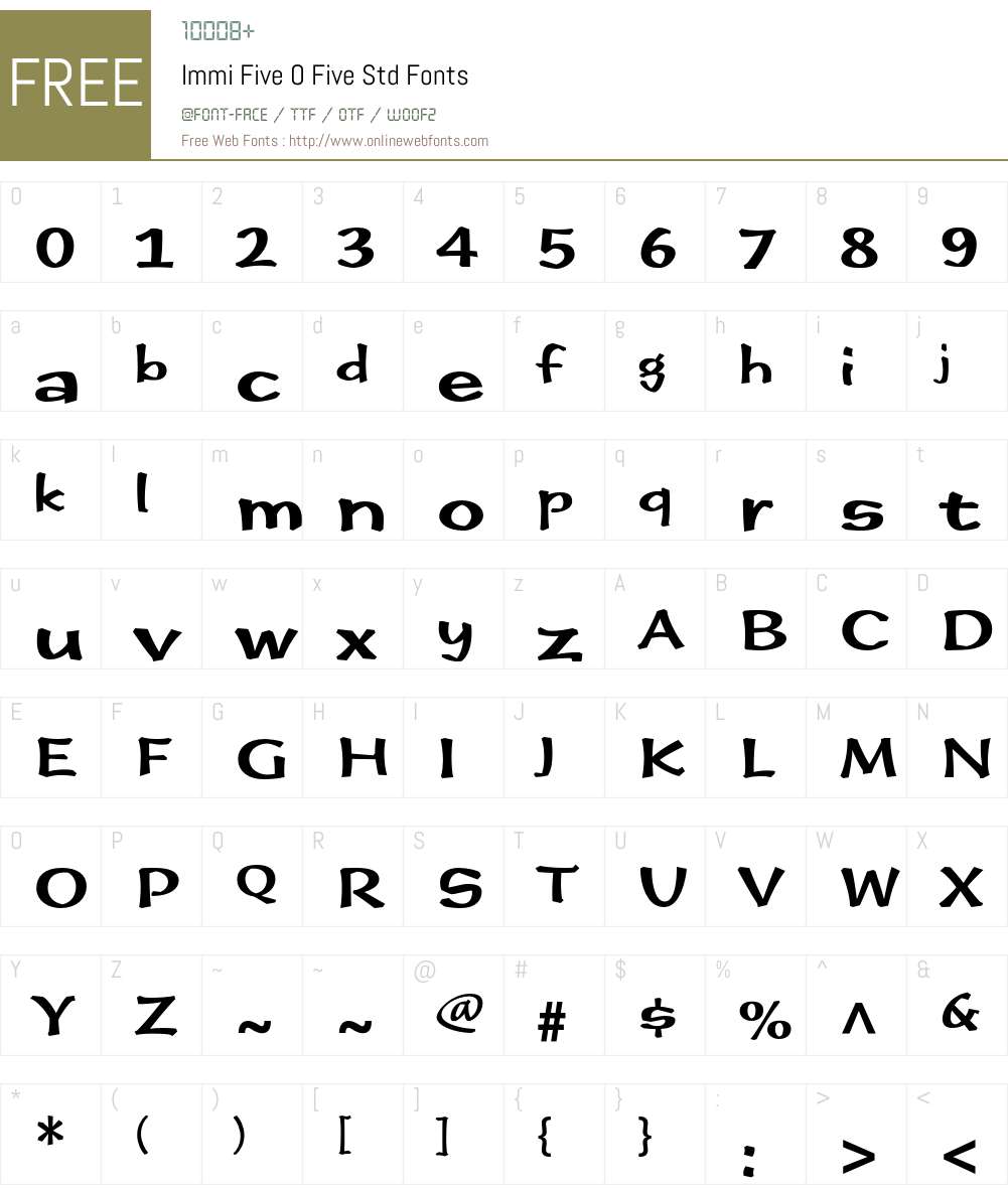 Immi Five O Five Std Font Screenshots