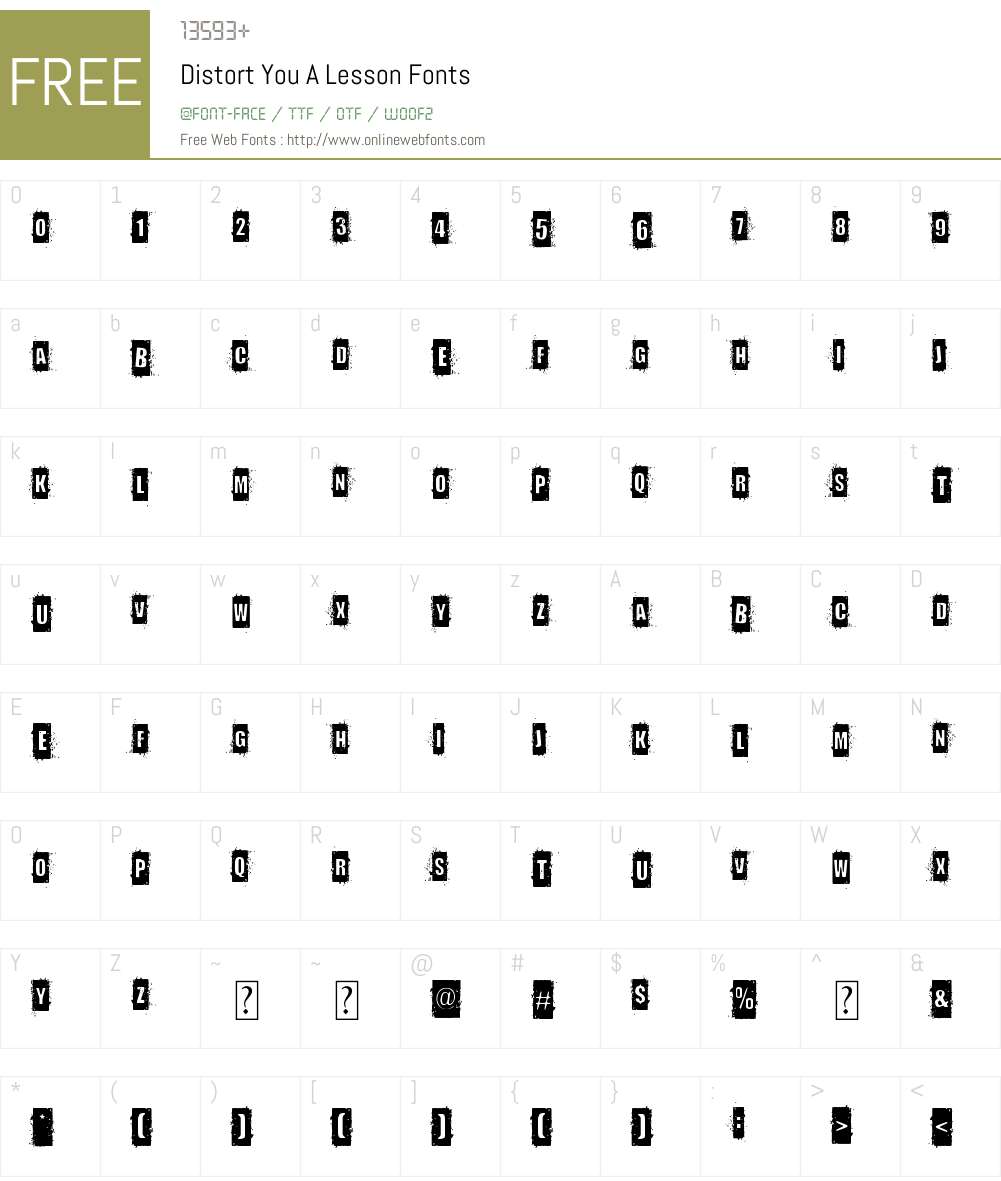 Distort You A Lesson Font Screenshots