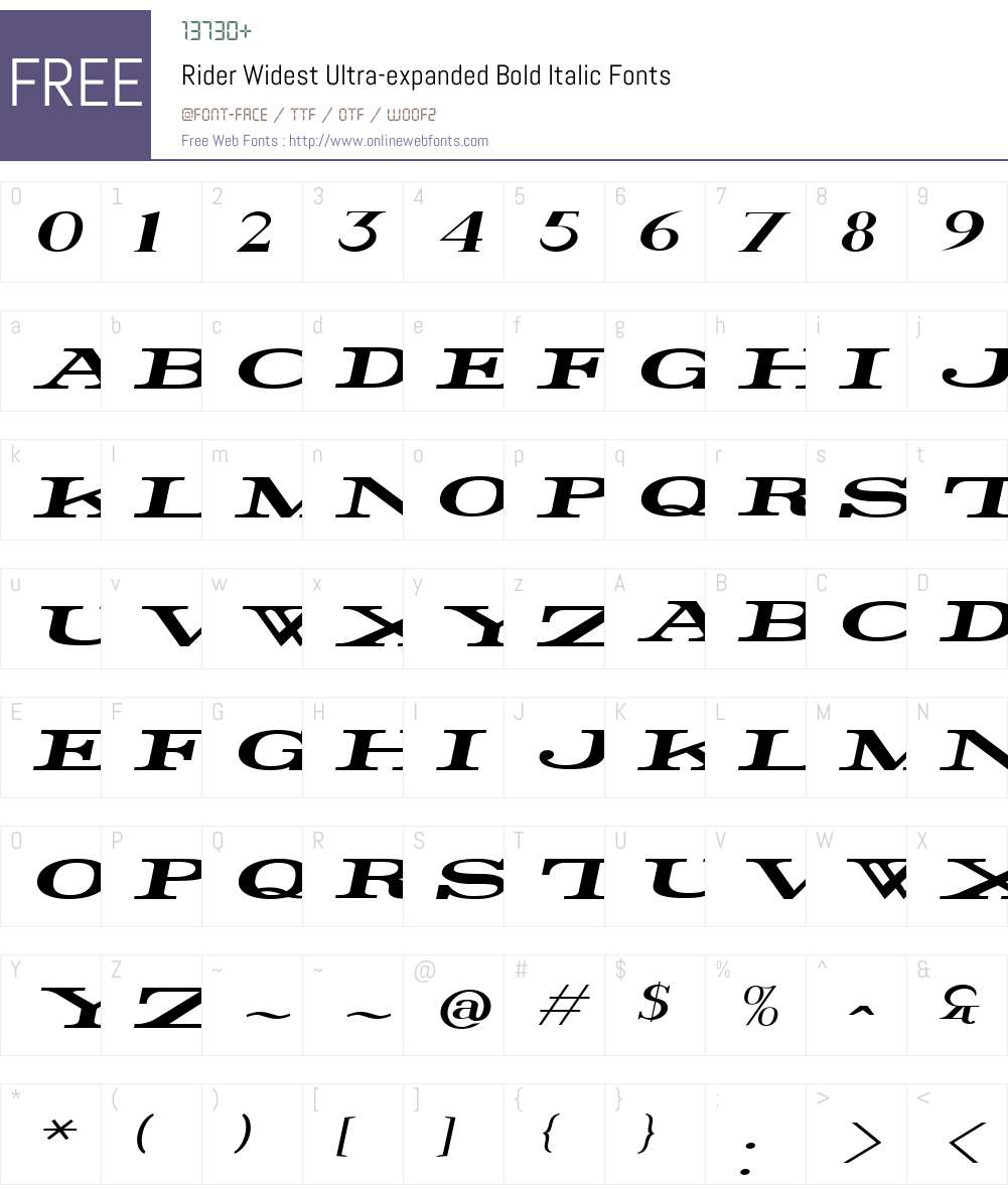 Rider Widest Font Screenshots