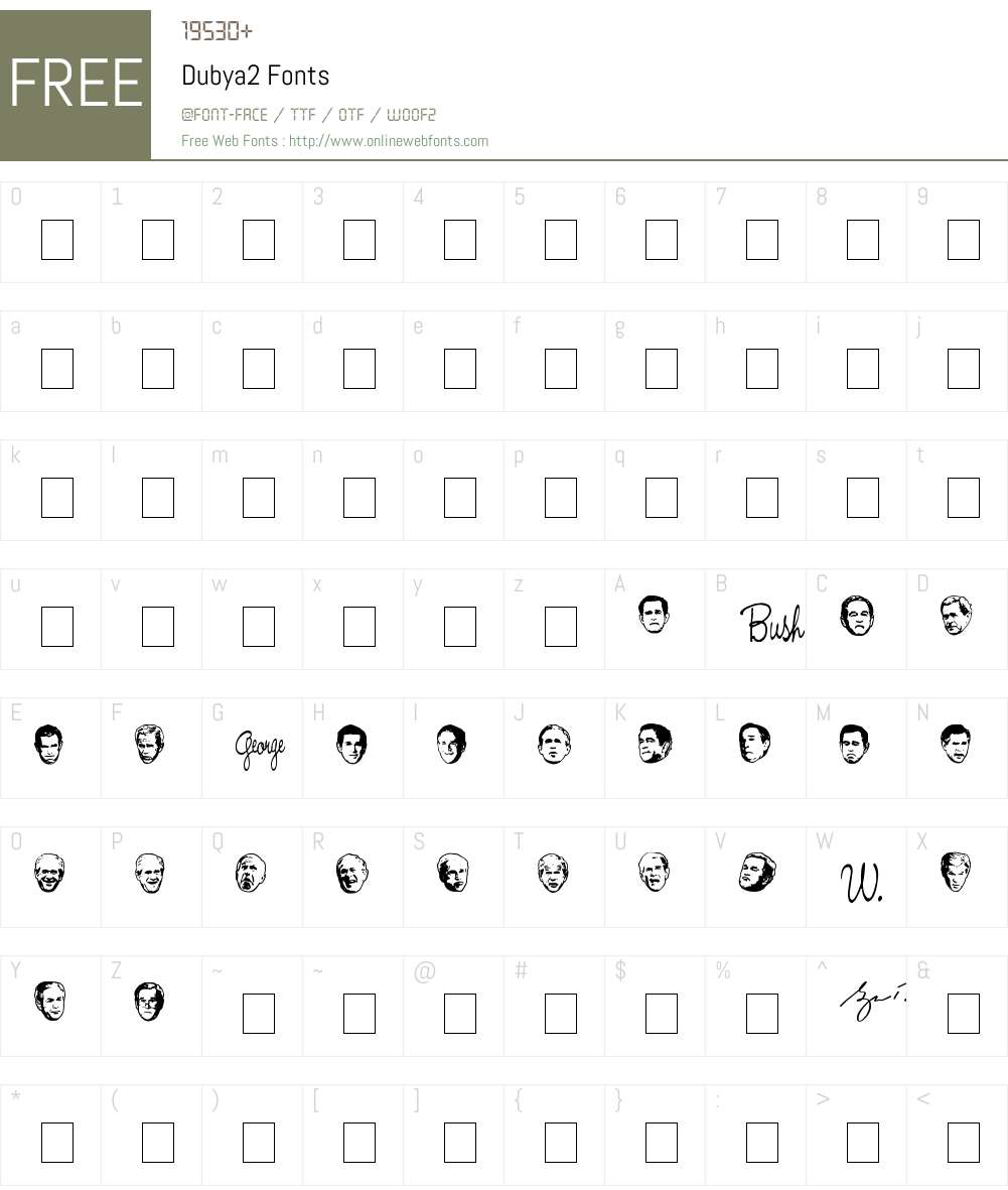 Dubya2 Font Screenshots