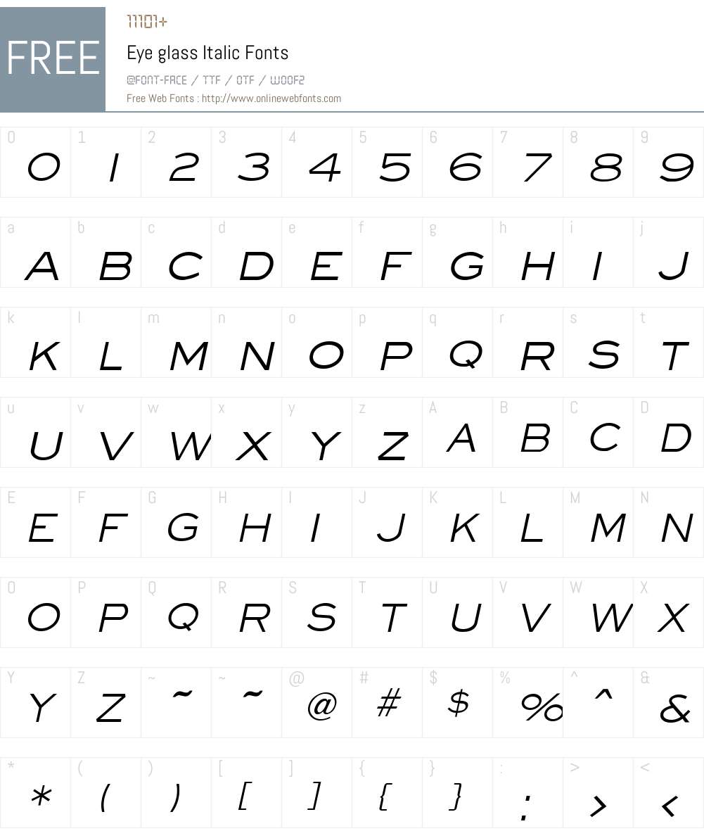Eye glass Font Screenshots