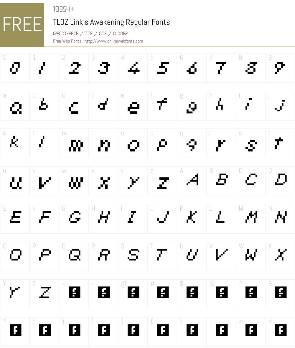 TLOZ Link's Awakening Font Screenshots