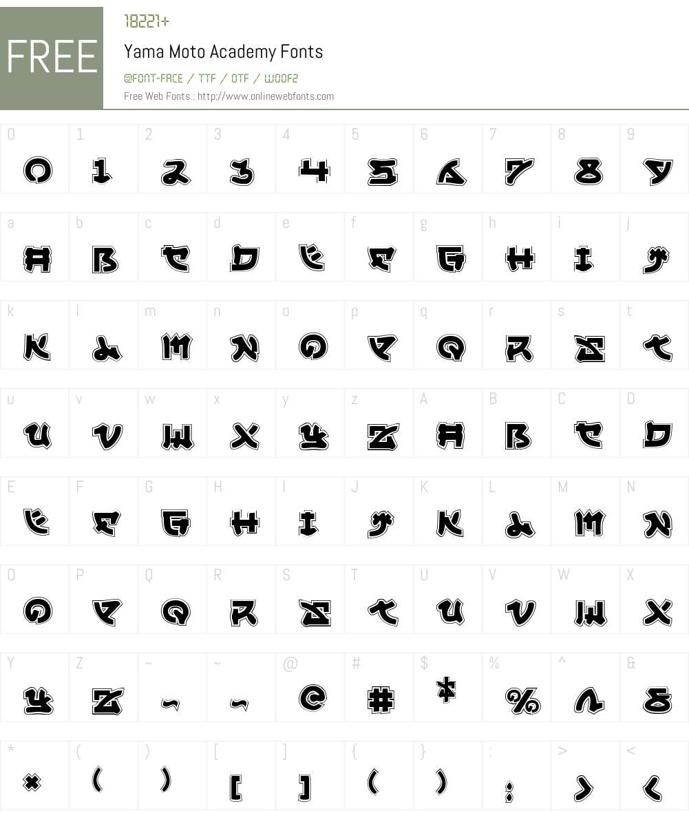 Yama Moto Academy Font Screenshots