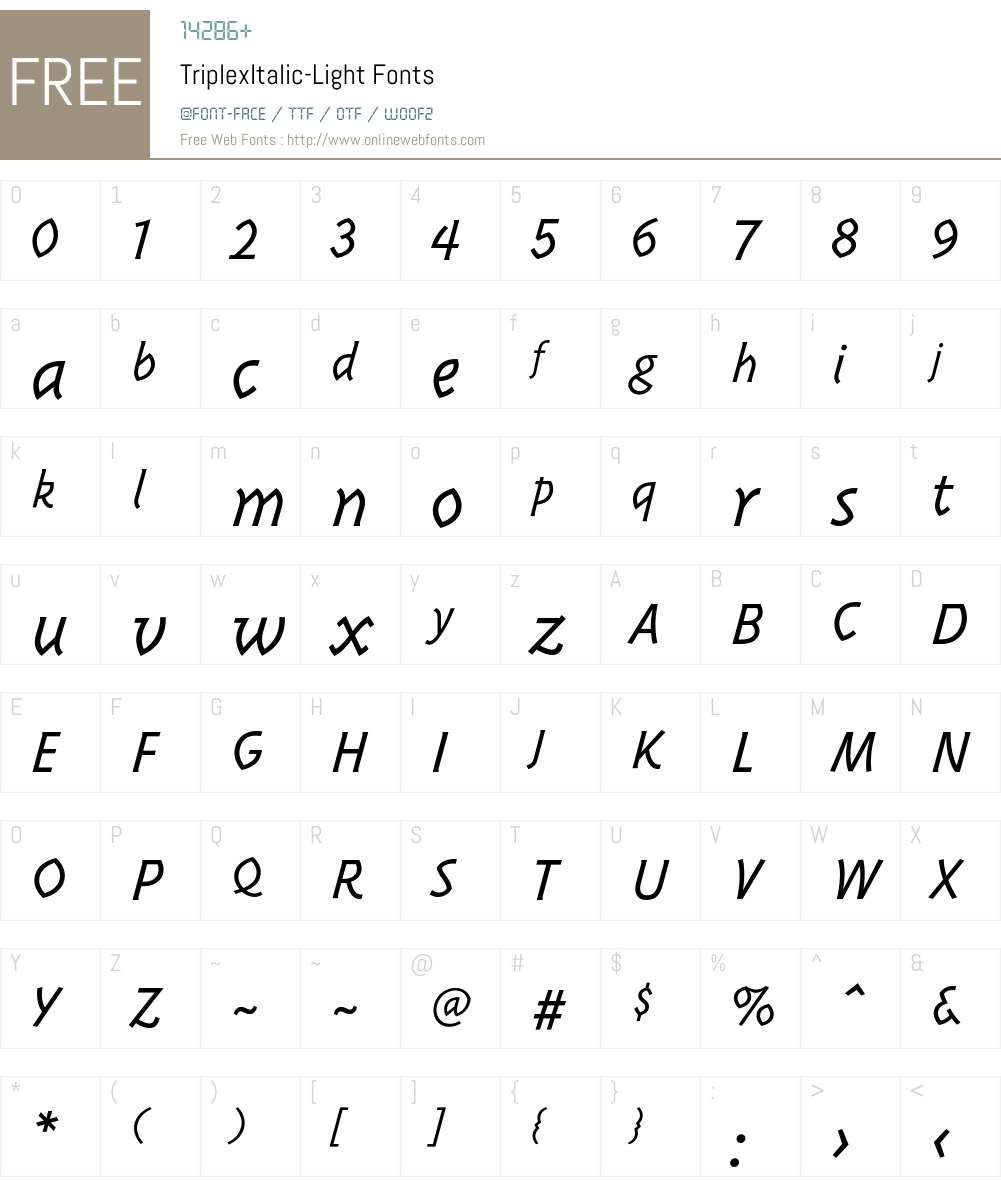 TriplexItalic Font Screenshots