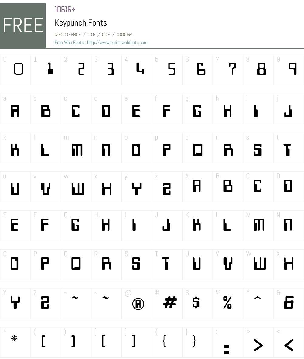 Keypunch Font Screenshots