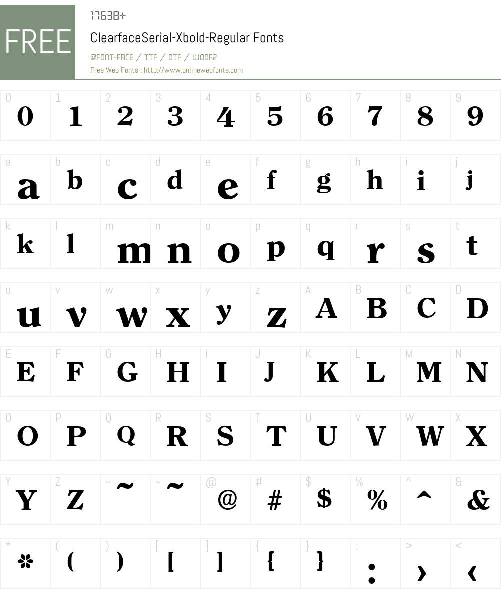 ClearfaceSerial-Xbold Font Screenshots