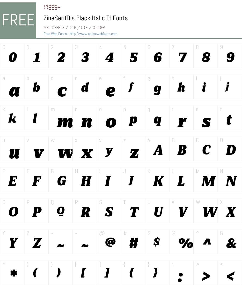 ZineSerifDis Font Screenshots