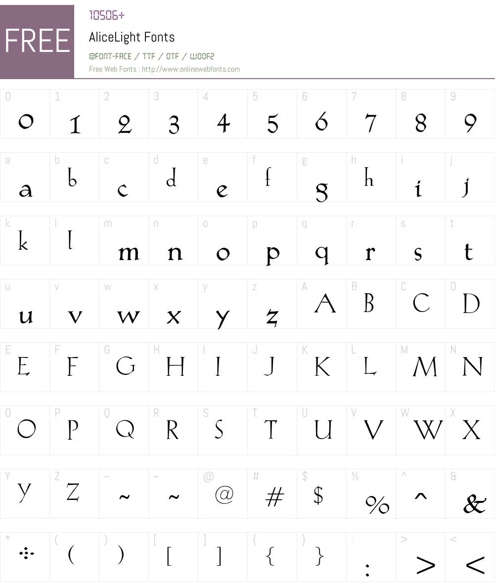 AliceLight Font Screenshots