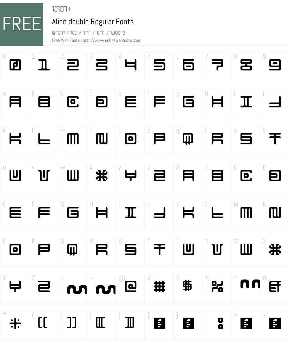 Alien double Font Screenshots