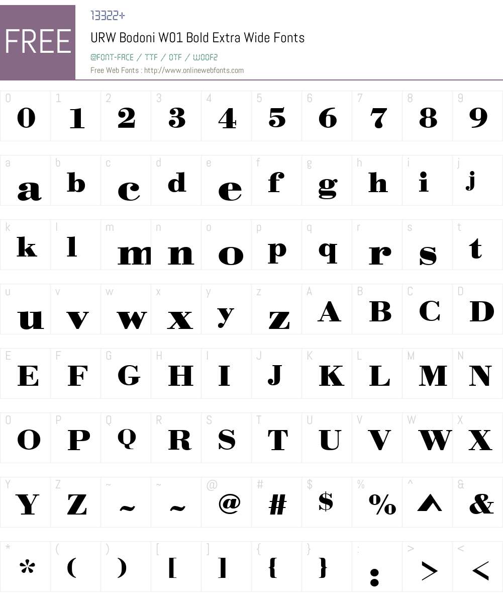URWBodoniW01-BoldExtraWide Font Screenshots