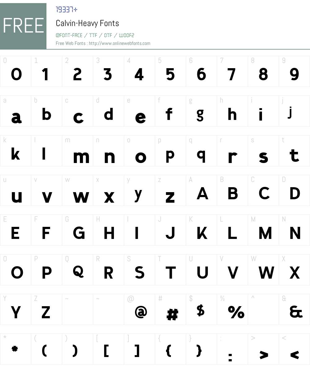Calvin-Heavy Font Screenshots