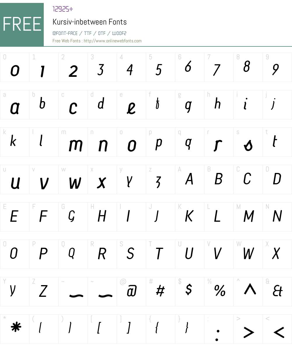 Kursiv Font Screenshots