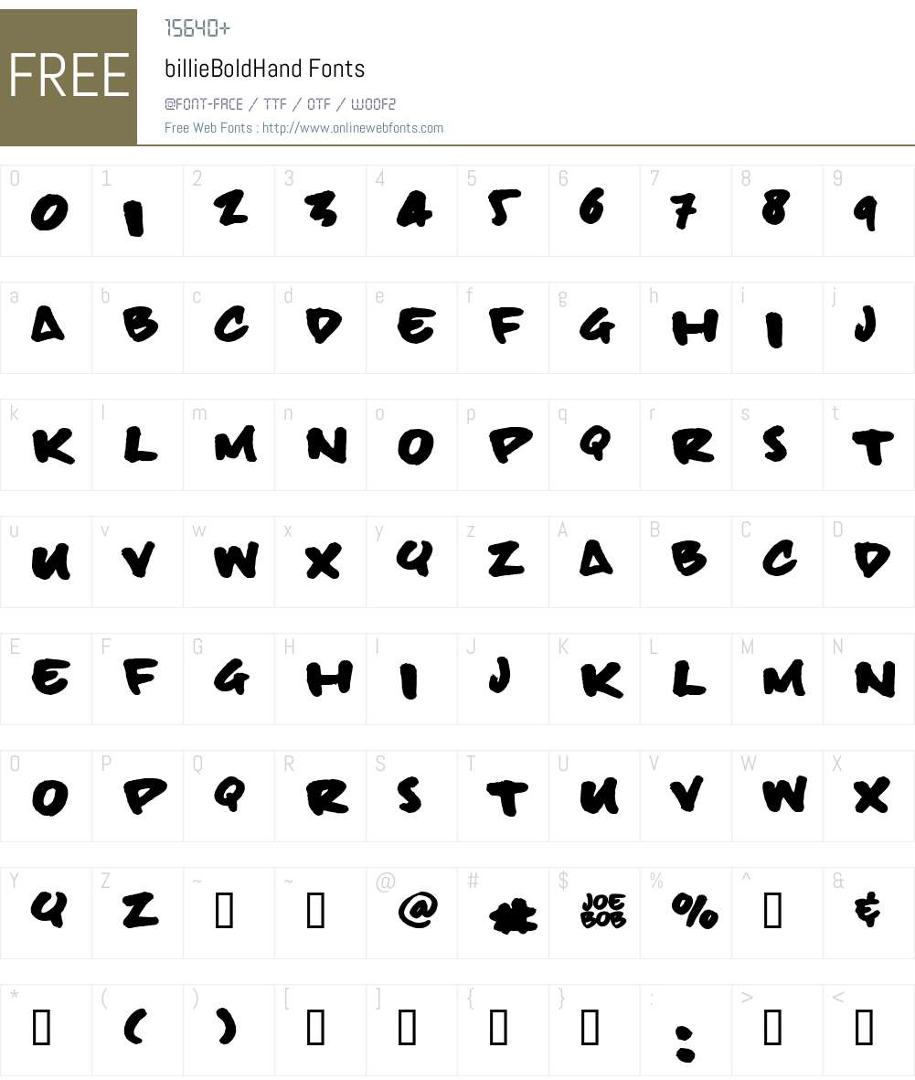billieBoldHand Font Screenshots