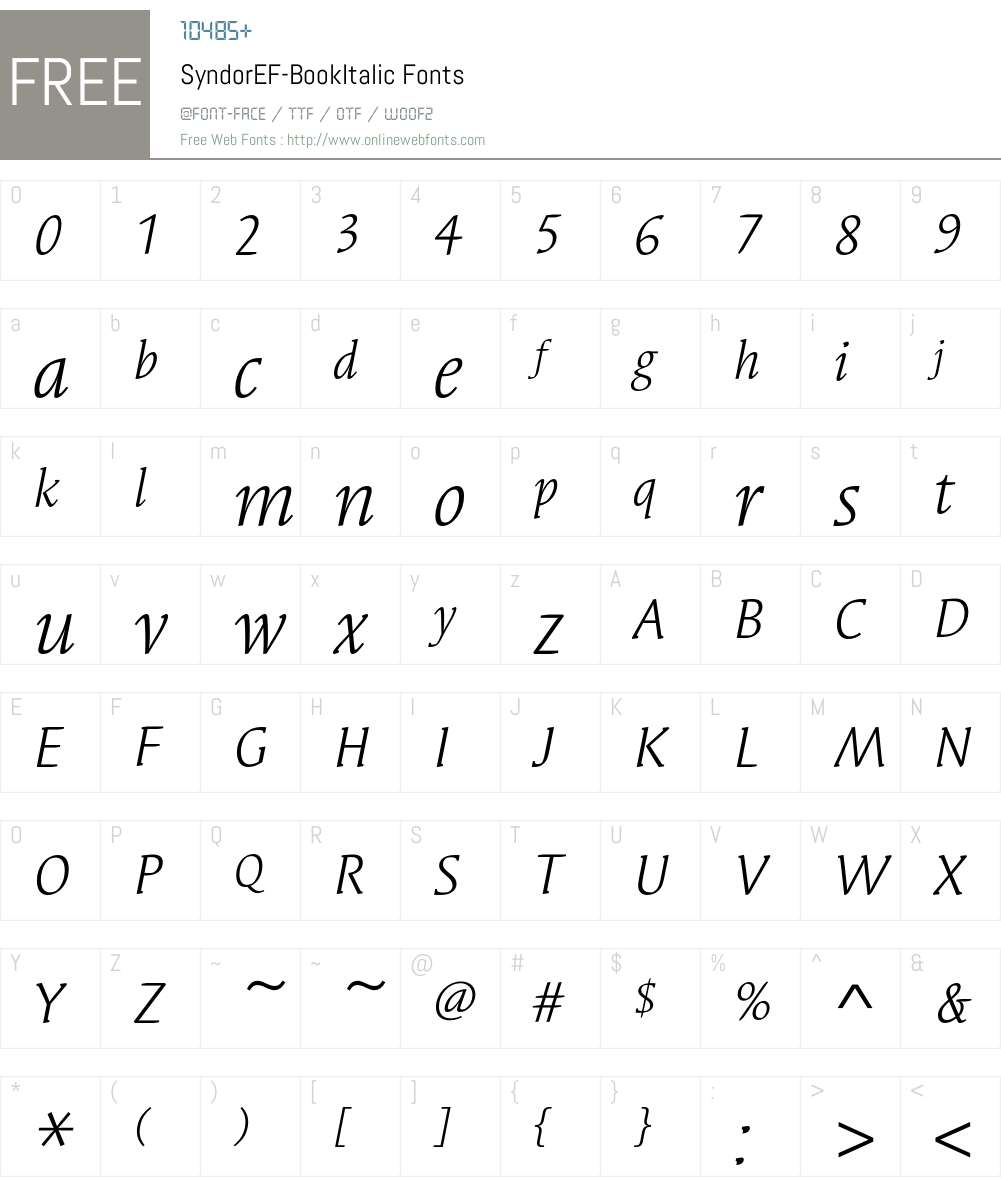 SyndorEF-BookItalic Font Screenshots