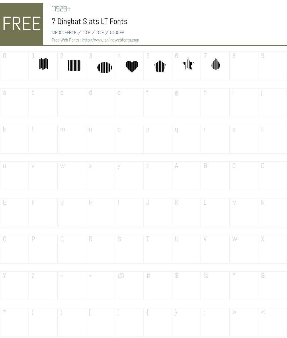 7 Dingbat Slats LT Font Screenshots