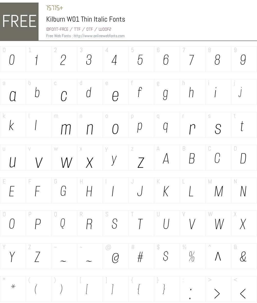KilburnW01-ThinItalic Font Screenshots