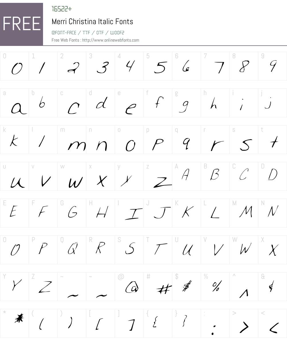 Merri Christina Italic Font Screenshots
