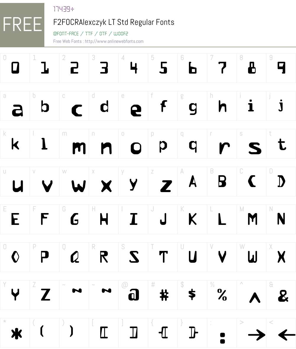 F2FOCRAlexczyk LT Std Regular Font Screenshots